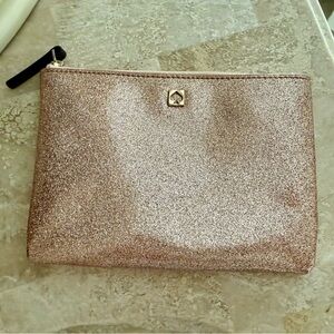 NWOT Kate Spade Glitter pouch rose gold champagne sparkle